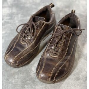 GBX Shoes Mens Size 10.5M Brown‎ Shadow Leather Casual Oxford Moc Toe Lace Up